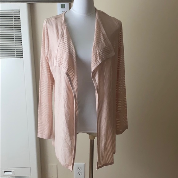 Calvin Klein sheer open front Cardigan blush - Picture 3 of 9